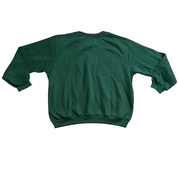 Ktexco Womens Christmas Sweatshirt Green Embroidered santa Snowman Holiday Large - Image 2