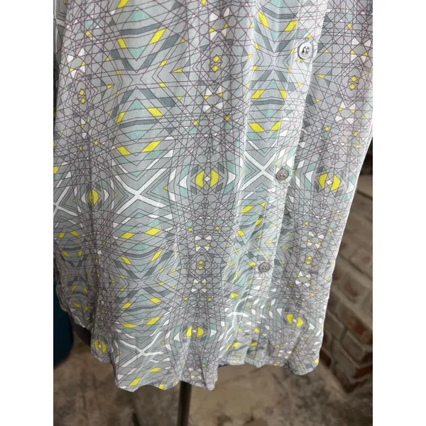 free people top button down blouse sheer geometric - Image 3