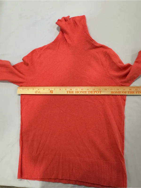 Aqua Turtle Neck Sweater Coral 100% Cashmere Medium - Image 6