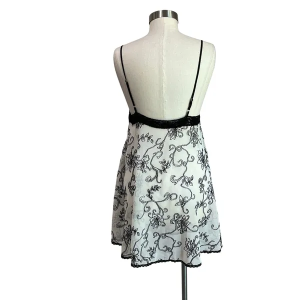 Victoria's Secret Vintage Gold Lace Babydoll Floral‎ Mini Sheer Slip Dress Sz M - Image 3