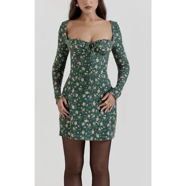 HOUSE OF CB 'Malika' Green Floral Corset Mini Dress /Size S-US(Tall)4-6/QA6917 - Image 3