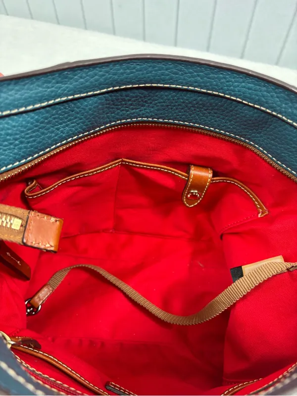 Dooney & Bourke Teal Brown Pebble Leather Tote & Matching Wallet Set - Image 13