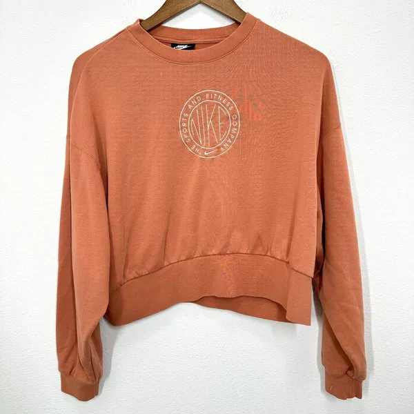 Nike Women's Size XS Femme Crew Jumper Terra Blush Pink Tan Loungewear Active - Image 2
