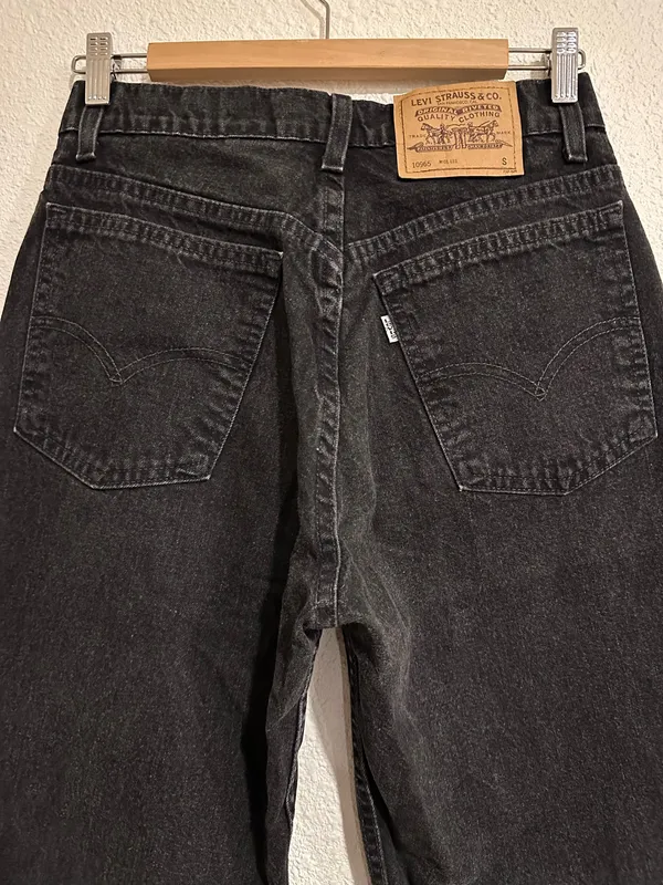 vintage levi’s 965 90s straight wide leg black cotton denim jean USA - Image 3