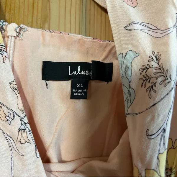 NWOT Lulus Flourishing Feelings Pink Floral Puff Sleeve Midi Dress XL - Image 9