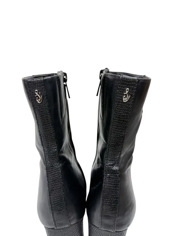 Sam Edelman Anika Black Leather Square Toe Heeled Ankle Boot Size 8.5 - Image 5
