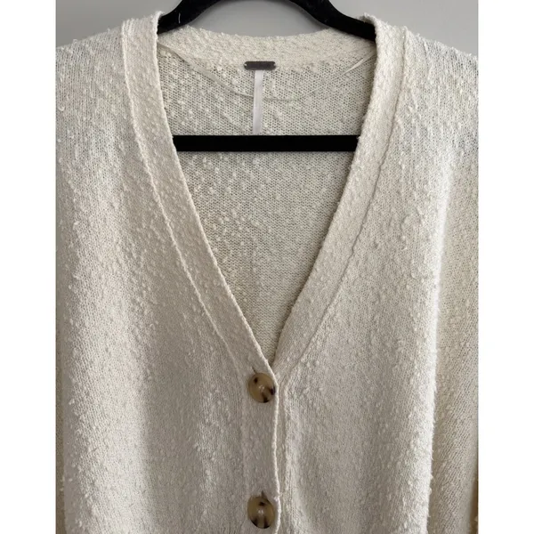 Free People Found My Friend Cardigan Ivory‎ Women's Size Small - Image 3
