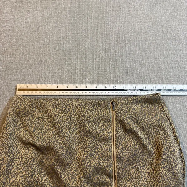 Tulle Mini Skirt Size M Gold Brown Textured Print Front Zipper - Image 3