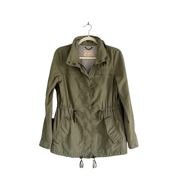 Banana Republic Hooded Anorak Jacket Sage Green Rain Utility Coat Size Small - Image 2