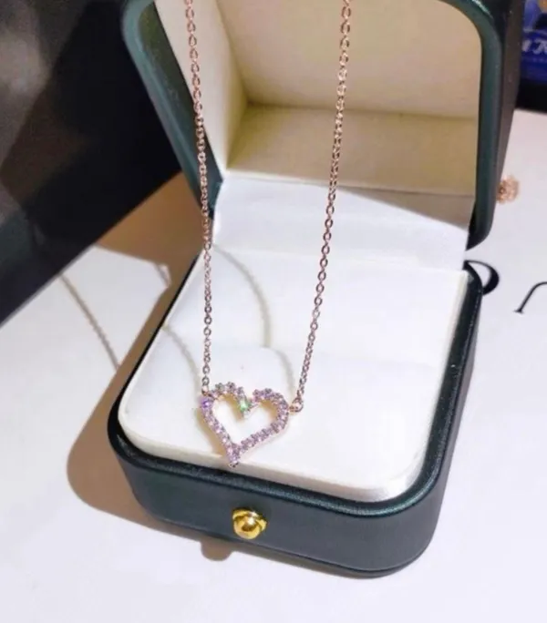 14K Rose Gold Plated Love Heart Pendant Necklace for Women - Image 4