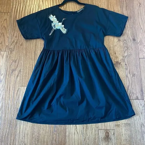 Anthropologie Potters Pot black sequin heron dress small - Image 12