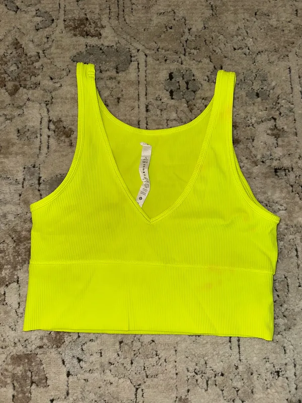Lululemon Power Pivot Ribbed Tank Electric Lemon - Image 4