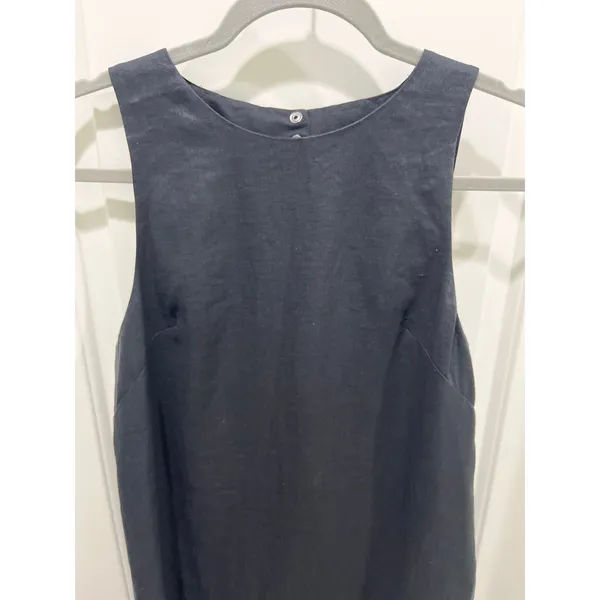 & Other Stories 100% Linen Black Mini Dress w/ Cutout Back Sz 6 - Image 4
