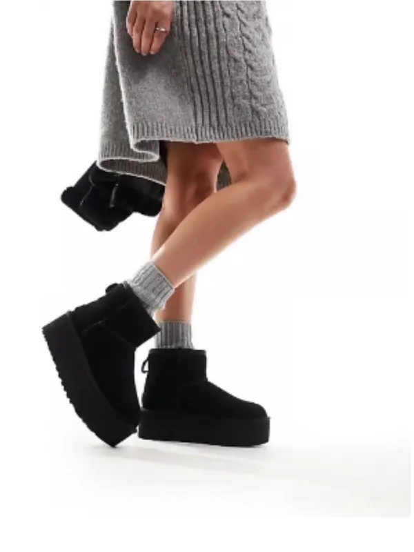 UGG Classic Mini Platform boots booties featuring thick soles and suede uppers. - Image 9