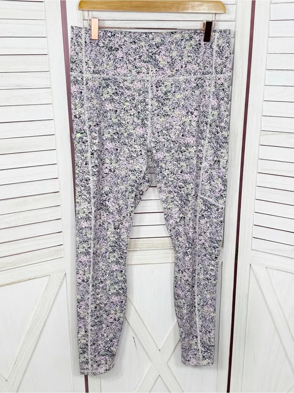 Fabletics On The Go Power Hold High Waist Leggings Pink Multi XL Ankle Pockets‎ - Image 2