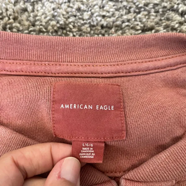 Women’s American Eagle Cropped Henley Sweatshirt Size L - Image 2