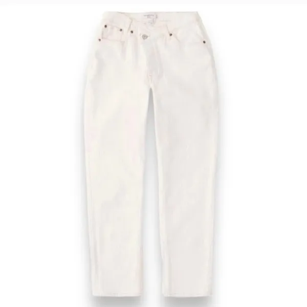 Abercrombie & Fitch Dad High-Rise Criss Cross Straight Leg Jeans Cream Size 4 - Image 11
