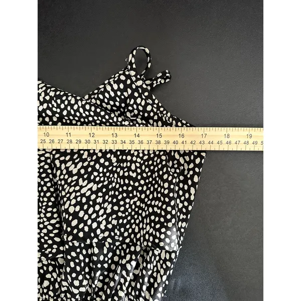 Bar‎ III Jumpsuit Women SMALL Black Cream Polka Dot Sleeveless Pockets Romper - Image 8
