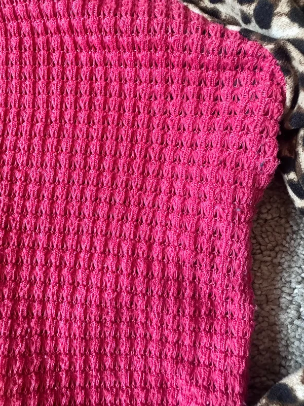 Pink Leopard Waffle Knit Hoodie – Size Medium - Image 5