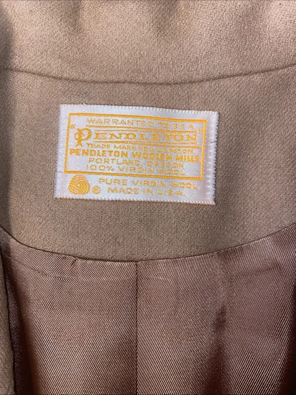 Vintage Pendleton Virgin Wool Beige Single-Button Tailored Blazer - Image 2