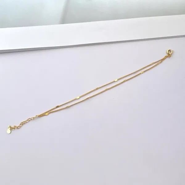 Adjustable Double Layer Link Chain Bracelet for Women Gold - Image 4