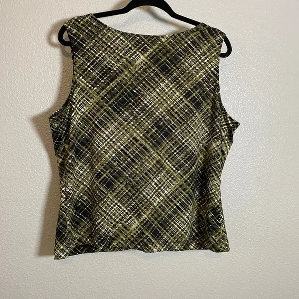 Vintage Y2K Green Plaid Preppy Fairy Grunge Slinky Stretchy Tank Top 18 2000s‎ - Image 4