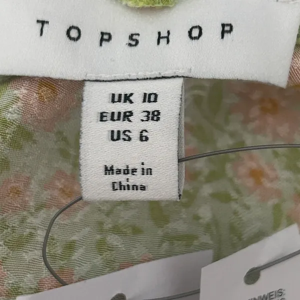 Topshop Floral Satin Ruched Bust Maxi Dress Green Pink Size 6 - Image 7