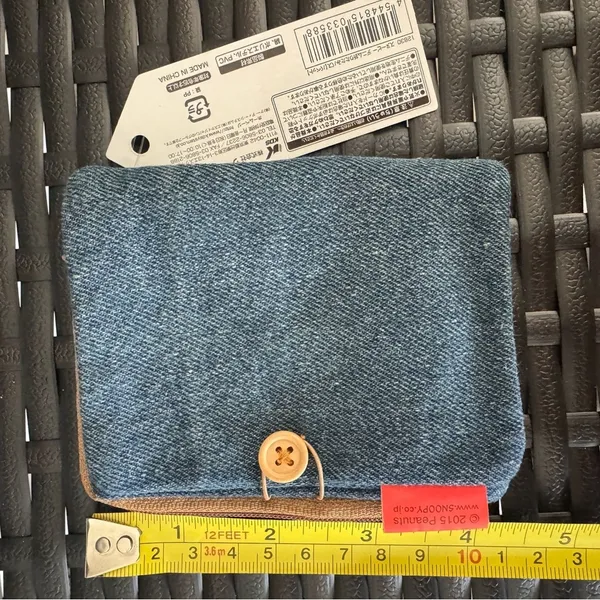 Peanuts Blue Denim Pass Case with Button and Zipper close - Image 2