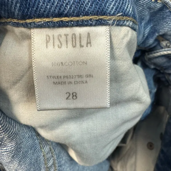 Pistola Distressed Light Wash Straight Leg Jeans Size 28 Ripped Denim Trendy - Image 4