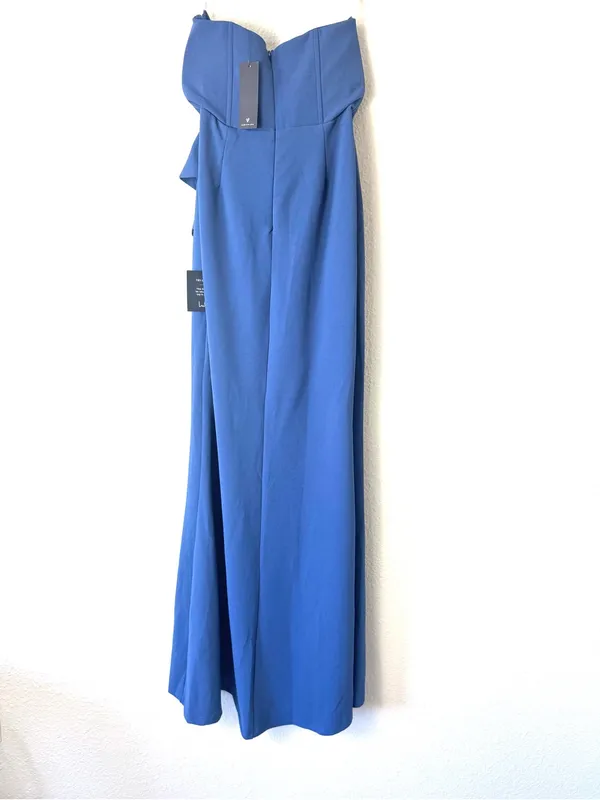 New Lulus Stunning Splendor Blue Bustier Tulip Maxi Dress Size Medium - Image 4