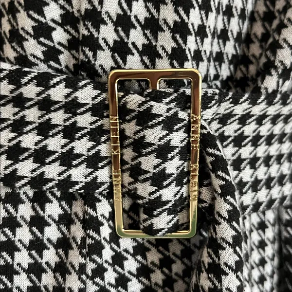 Anne Klein Belted Monochrome Houndstooth Sheath Dress - Image 5