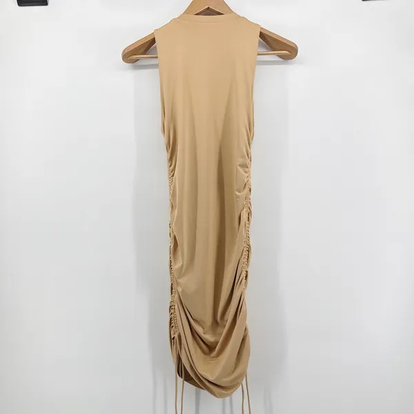 Superdown Cory Ruched Side Mini Dress Tan Nude Sleeveless Revolve Size S‎ EUC - Image 6