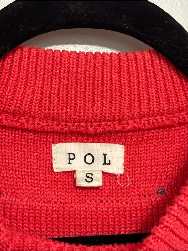 POL Colorblock Oversized Cotton Roll Hem Sweater Red, Pink, and Navy - Size S - Image 6