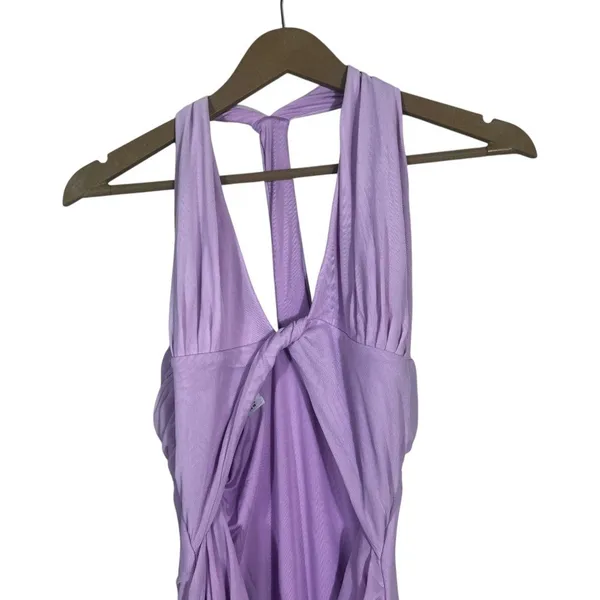 Oh Polly Asymmetric Cut Out Ruched Mini Dress Lilac Purple Sexy Clubwear Size 10 - Image 3