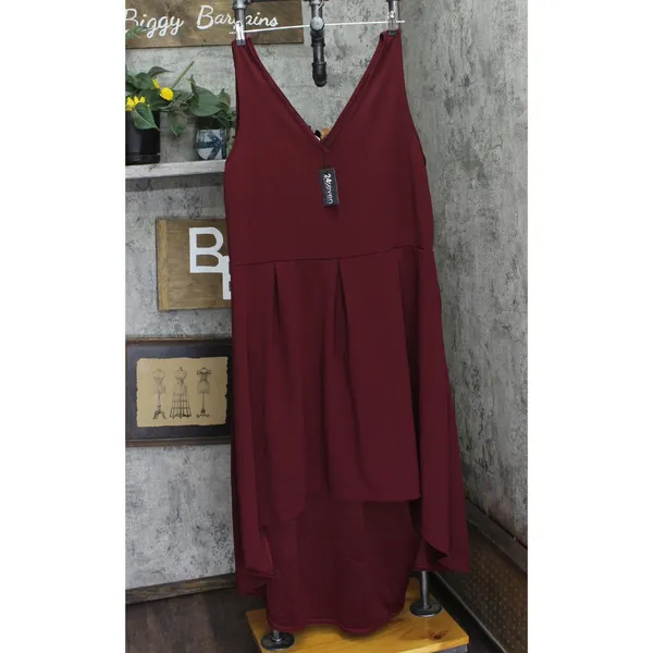 NWT 24seven Comfort Apparel Plus Size High Low Party Dress Burgundy Red 3X - Image 4