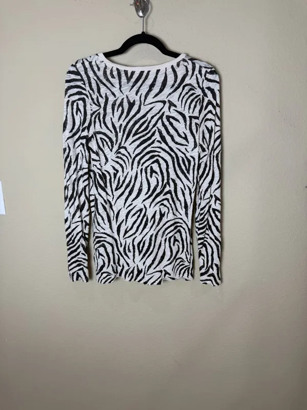 ATM Brand Zebra Animal Print Lightweight Sweater Long Sleeve Top Size XS - Image 5