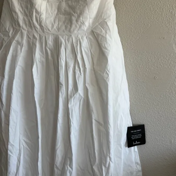 NEW Lulus Strolling Sicily White Pleated Backless Midi Dress With Pockets Sz XL - Image 11