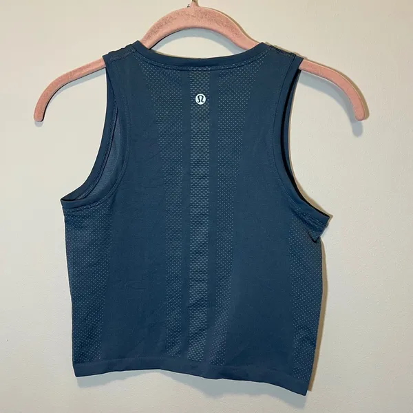 Lululemon Swiftly Tech‎ High-Neck Tank Top 2.0 Race Length Blue Slate Size 2 - Image 5