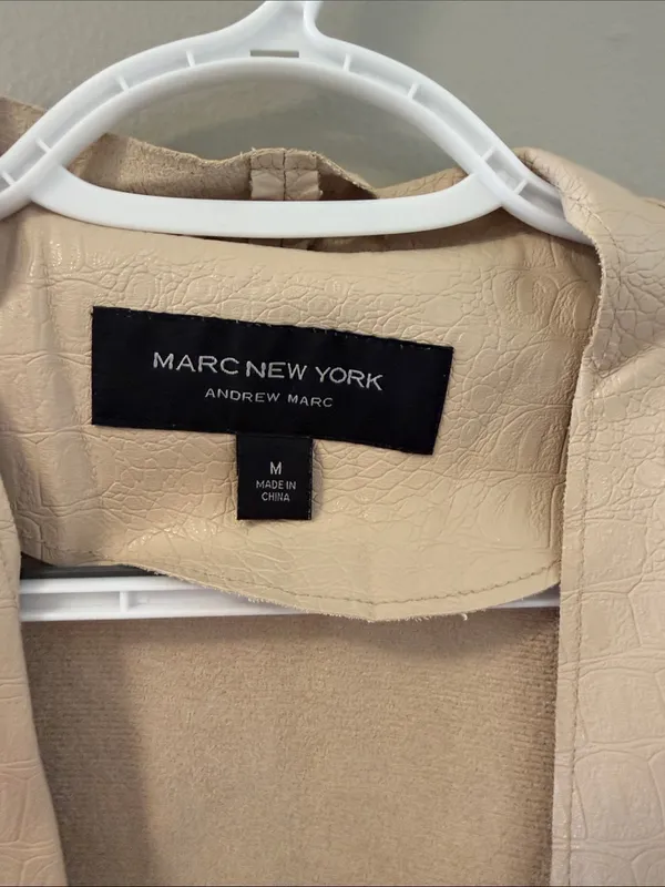 Marc New York Andrew Marc Vegan Leather Duster Jacket – Beige Neutral Sz M - Image 3