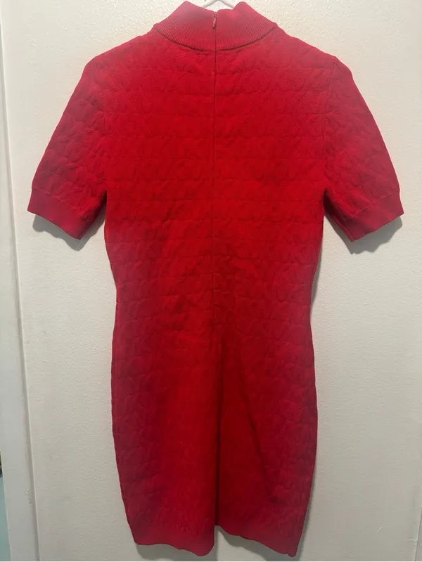 Michael Kors Red Short-Sleeve Turtleneck Mini Dress - Image 5