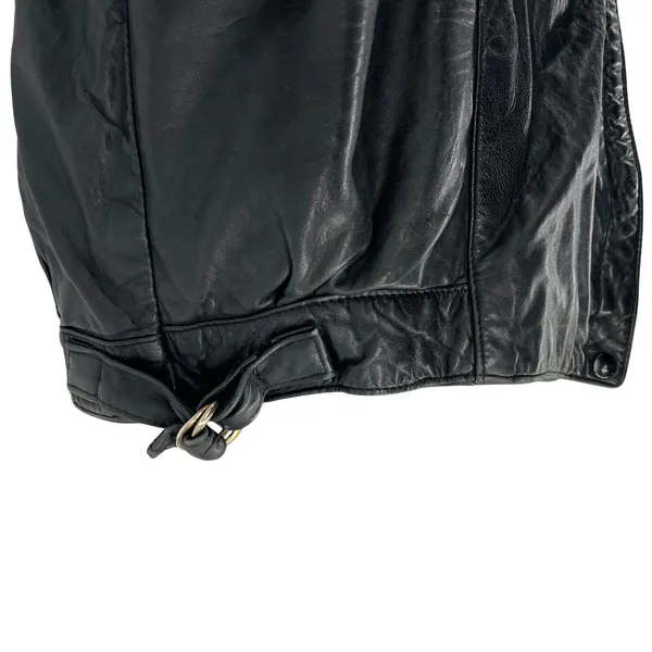 Vintage G-III Leather Fashions Oversized Black Leather Jacket Drawstring Waist - Image 6