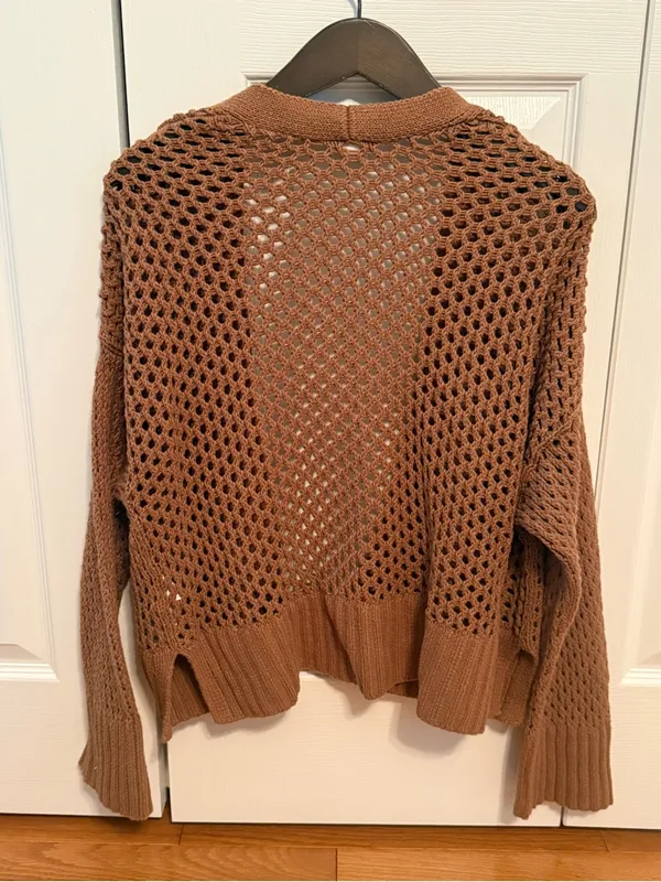 Abercrombie & Fitch Tan Open Knit Cardigan - Image 3