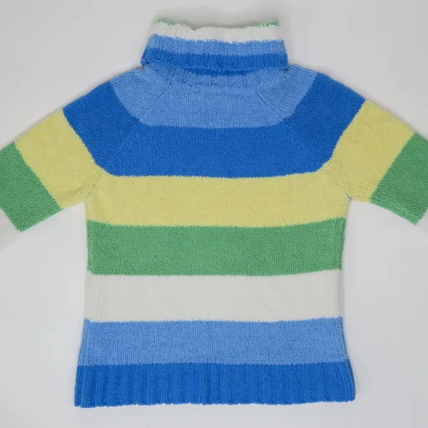 Vintage 90s Energie Striped Chenille Turtleneck Sweater - Image 4