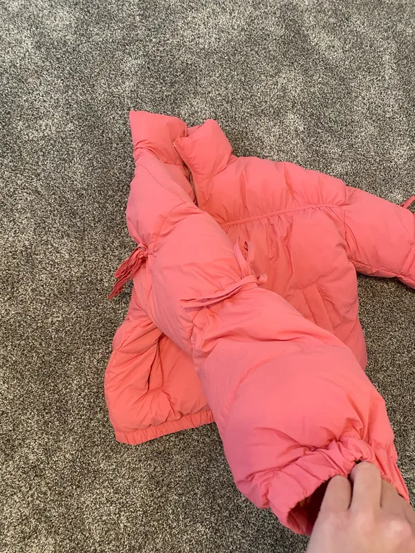 Palmetto Moon pink puffer jacket with bows on sleeve - Image 3