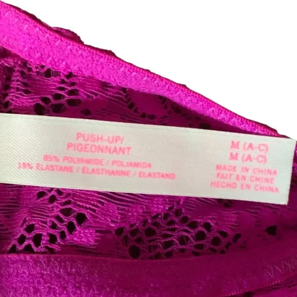 Victoria's Secret PINK Bralette Womens M Pink Lace Push-Up High-Neck Barbiecore - Image 6