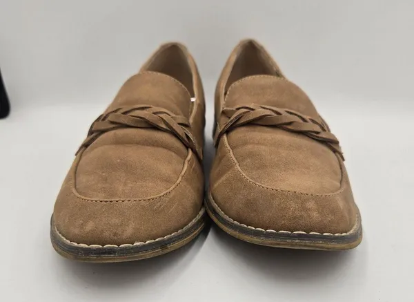 Indigo Rd. Raven Loafers Women's Size 8.5 M Tan Brown Braided Faux Suede Vintage - Image 4