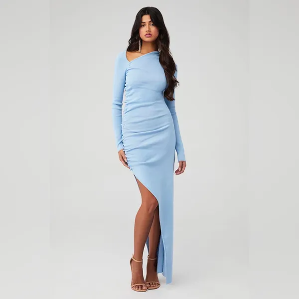Sau Lee sky Blue‎ Knit maxi dress sz XS - Image 2