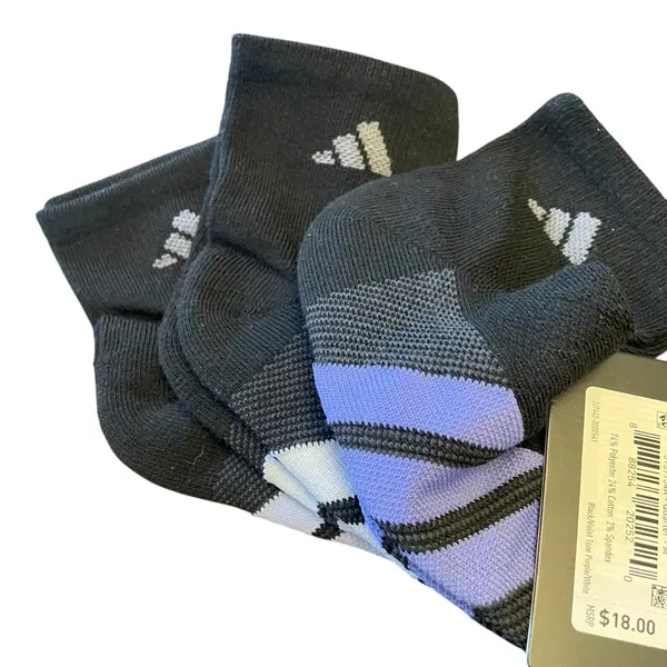 Adidas Quarter Socks Women Sz 5-10 NWT 3 Pack ClimaCool Black Training Athletic - Image 3