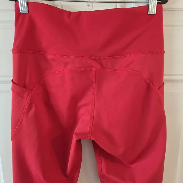 DYCE Active Red Cropped Leggings Womens Medium Athleisure Gym Yoga Pockets - Image 5
