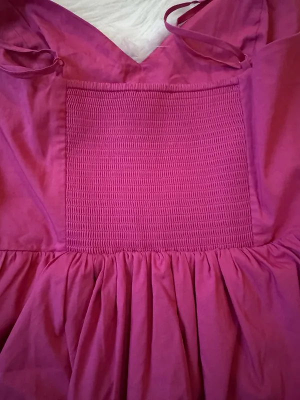 NWT Express Fuchsia Bubble Hem Mini Dress Spaghetti Strap V-Neck Size S - Image 6